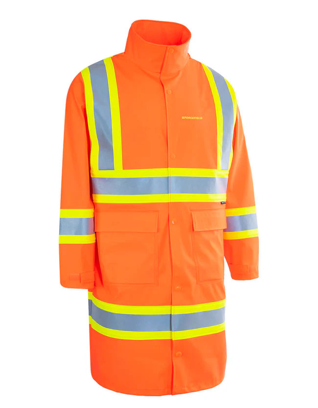 Forcefield Hi Vis Fire Resistant Long Rain Coat - 2 Colors