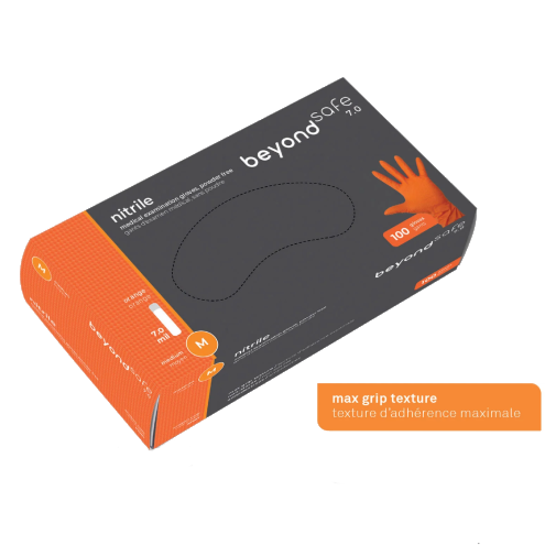Beyond Safe Nitrile Medical Examination Orange Gloves - 7 Mil