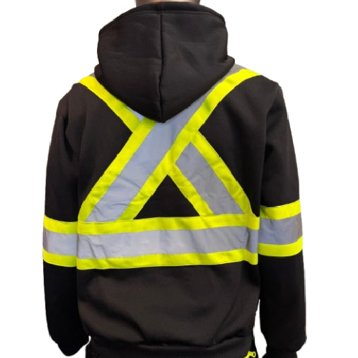 Safeline Black Hi-Vis Winter Hoodie SL-976 – Dual Front Pockets, Rib-Knit Cuffs & Waist