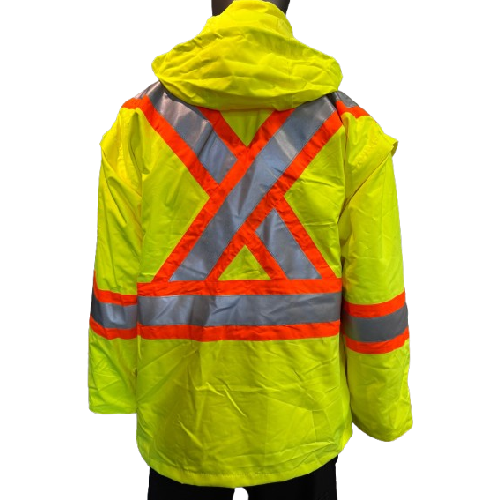 Armor Winter 4-in-1 Hi-Vis Waterproof Jacket – Detachable Hood & 5 Pockets - Waterproof Outer Shell With Removable Hi-Vis Fleece Jacket