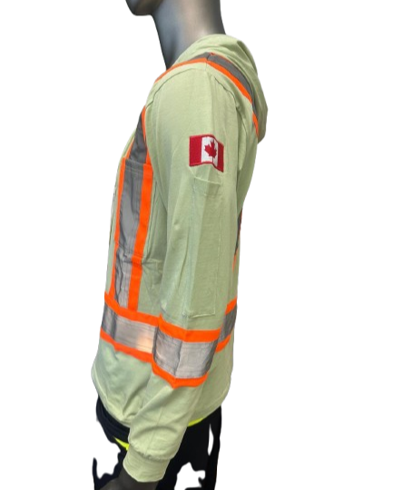 Safeline Hi-Vis Light Green Safety Hoodie – Lightweight with Reflective Stripes, Long Sleeves, Hooded Design, Breathable & Comfortable Workwear