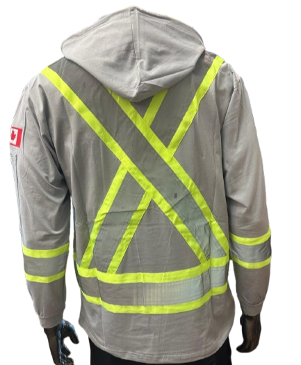 Safeline Hi-Vis Light Gray Safety Hoodie – Lightweight with Reflective Stripes, Long Sleeves, Hooded Design, Breathable & Comfortable Workwear