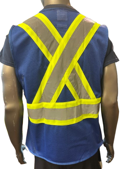 Safeline High-Visibility Safety Vest – Reflective Strips, Multi-Pocket Utility, Zipper Front Closure - 6 Different Colors