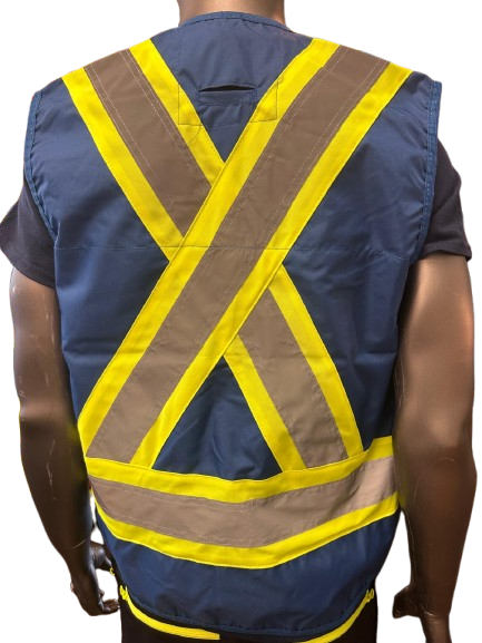 High-Visibility Safety Vest – Reflective Strips, Inside & Outside Multi-Pocket Utility, Durable Polyester Fabric, Button Closure - 6 Different Colors