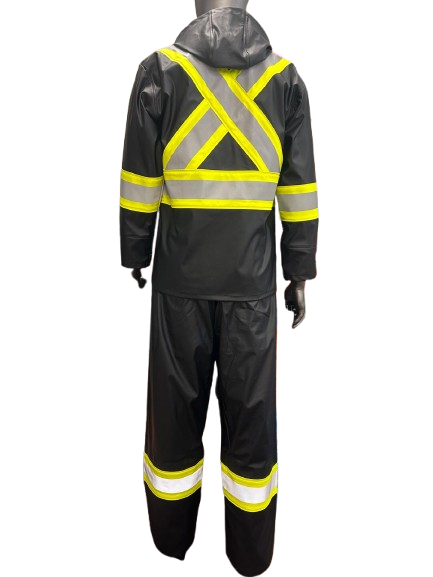 Safeline Hi Vis Waterproof Lightweight Rainsuit - Work Safety Hooded Jacket and Pants