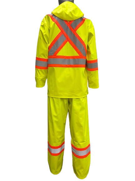 Safeline Hi Vis Waterproof Lightweight Rainsuit - Work Safety Hooded Jacket and Pants