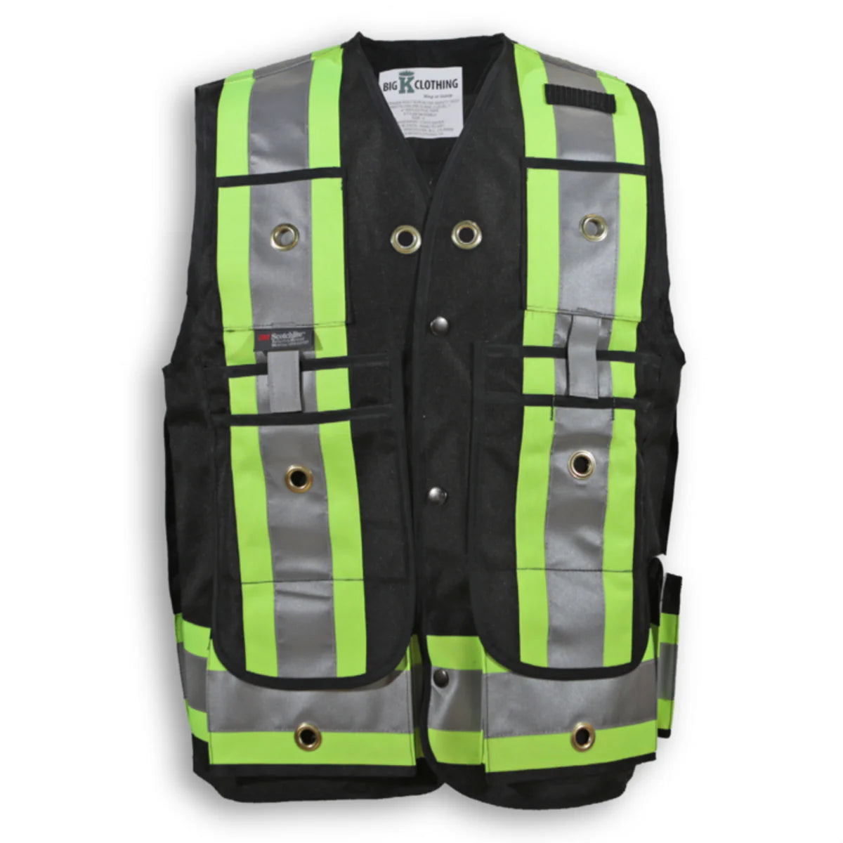 Big K Men's Hi-Vis Surveyor Safety Vest CSA Approved Pocket King with 8 Pockets | 3M Reflective Tape | Durable & Comfortable