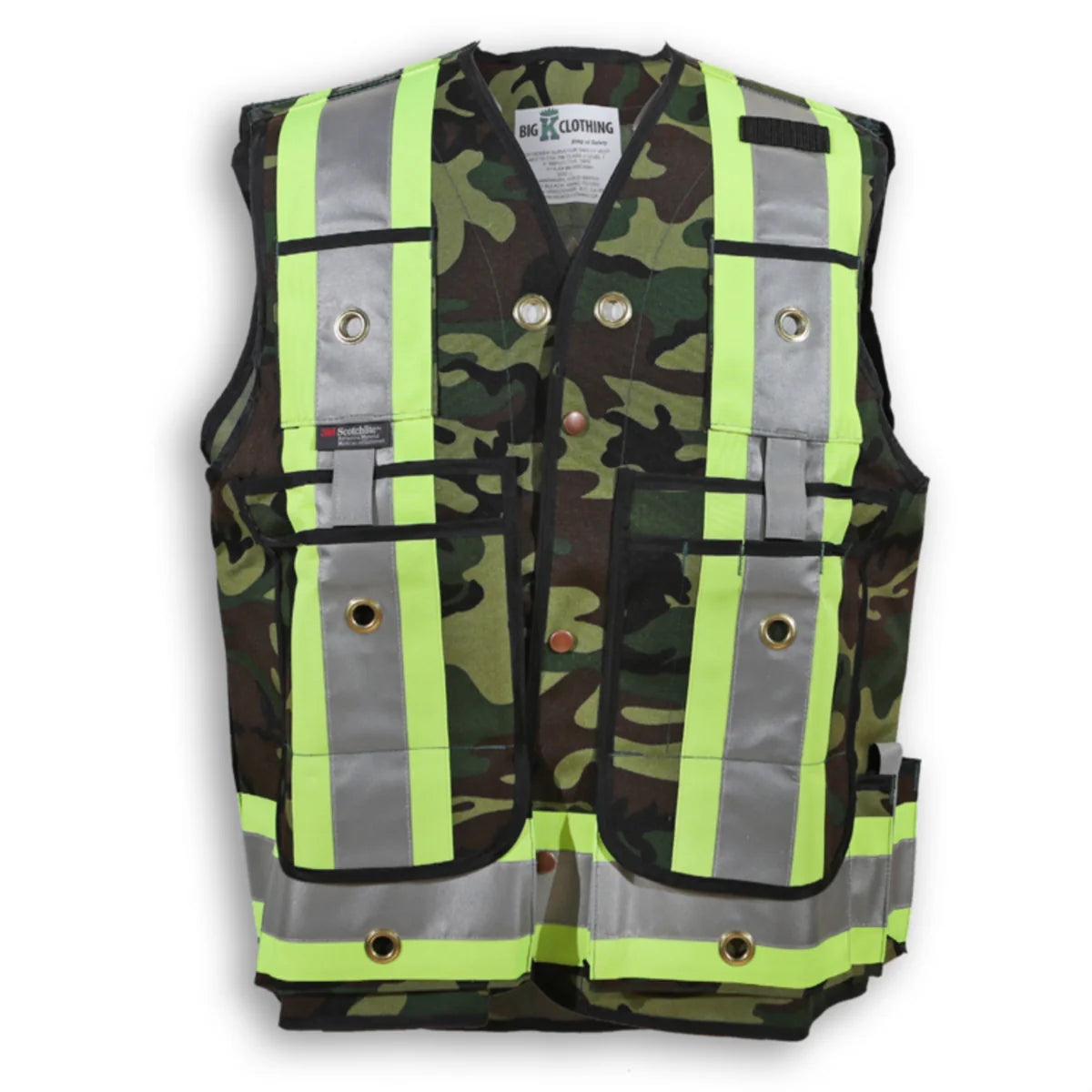 Big K Men's Hi-Vis Surveyor Safety Vest CSA Approved Pocket King with 8 Pockets | 3M Reflective Tape | Durable & Comfortable