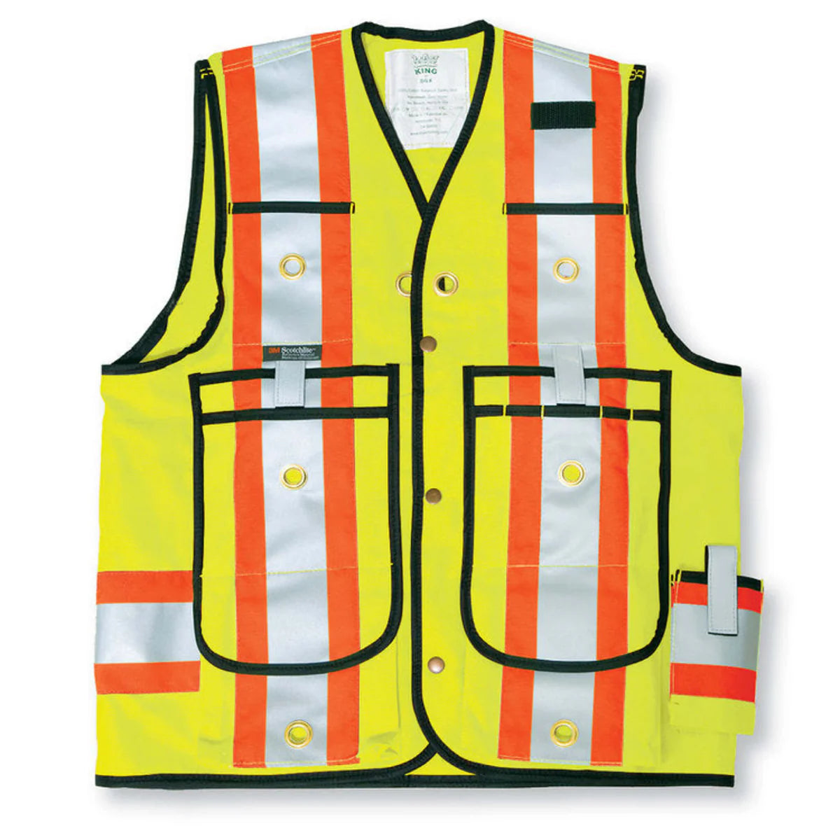 Big K Men's Hi-Vis Surveyor Safety Vest CSA Approved Pocket King with 8 Pockets | 3M Reflective Tape | Durable & Comfortable