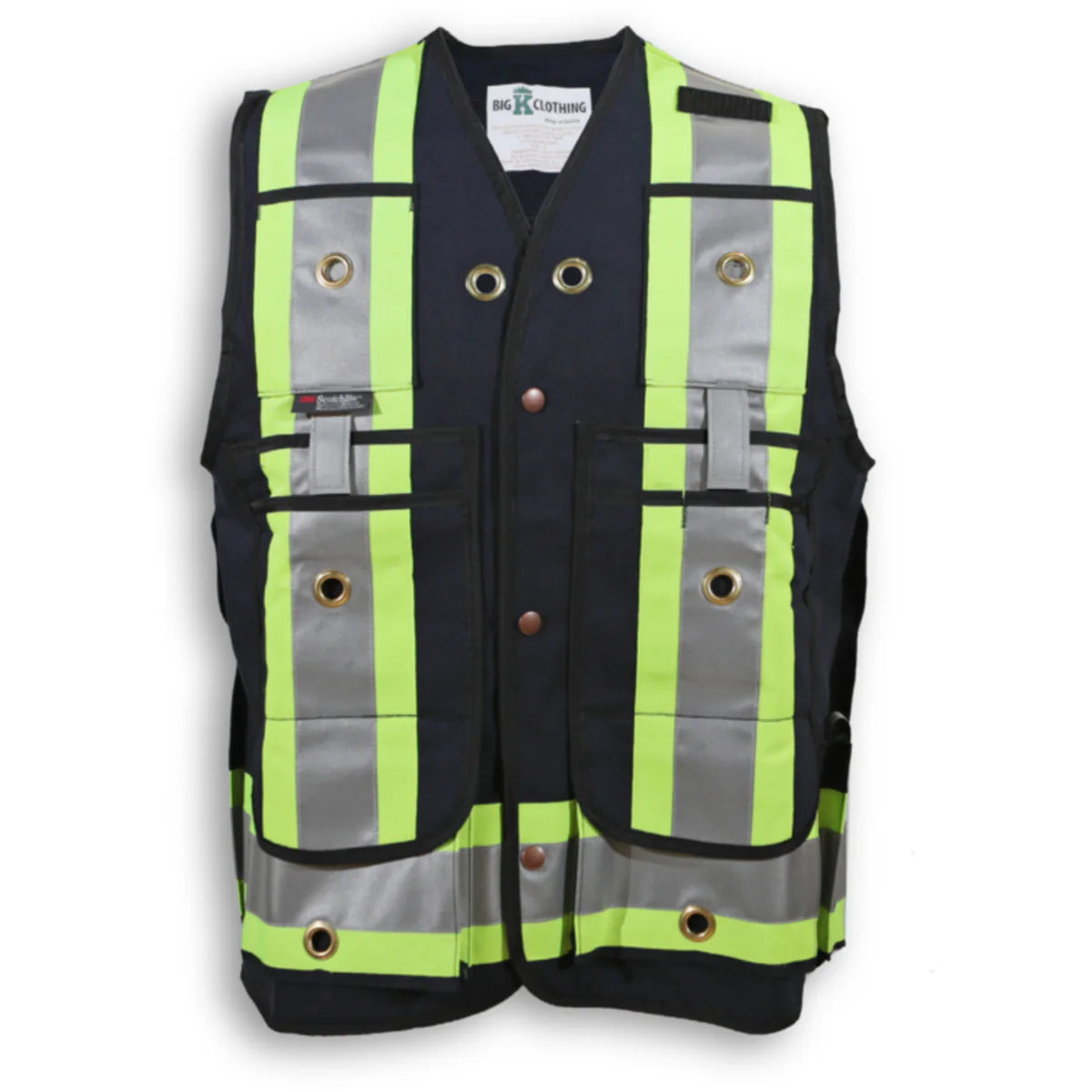 Big K Men's Hi-Vis Surveyor Safety Vest CSA Approved Pocket King with 8 Pockets | 3M Reflective Tape | Durable & Comfortable