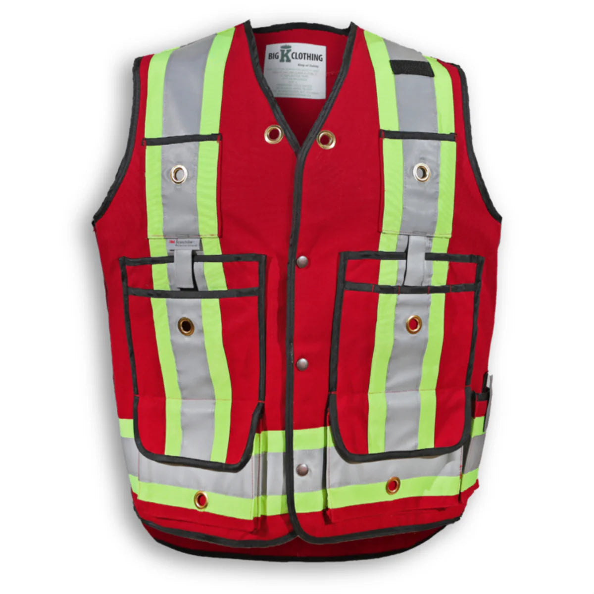 Big K Men's Hi-Vis Surveyor Safety Vest CSA Approved Pocket King with 8 Pockets | 3M Reflective Tape | Durable & Comfortable