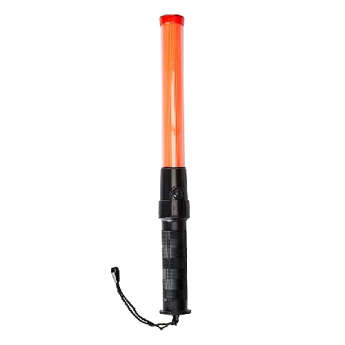 Traffic Safety Baton Light in 6 Red LED with Two Flashing Modes (Blinking and Steady-Glow) uses 2 C-Size Battery.