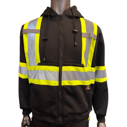 Safeline Black Hi-Vis Winter Hoodie SL-976 – Dual Front Pockets, Rib-Knit Cuffs & Waist