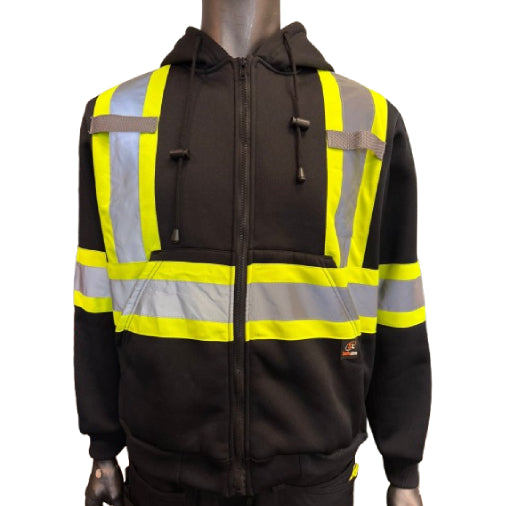 Safeline Black Hi-Vis Winter Hoodie SL-976 – Dual Front Pockets, Rib-Knit Cuffs & Waist