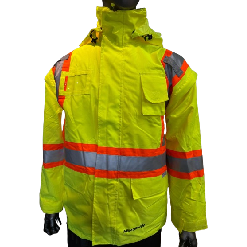 Armor Winter 4-in-1 Hi-Vis Waterproof Jacket – Detachable Hood & 5 Pockets - Waterproof Outer Shell With Removable Hi-Vis Fleece Jacket