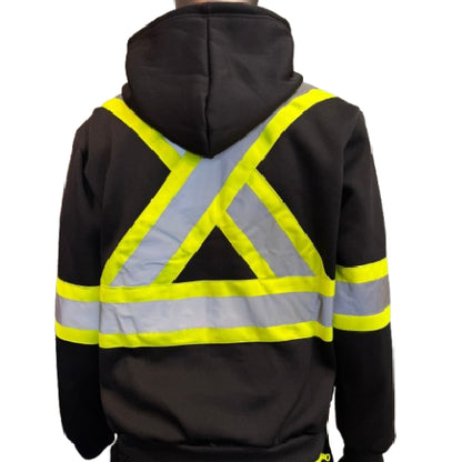 Safeline Black Hi-Vis Winter Hoodie SL-976 – Dual Front Pockets, Rib-Knit Cuffs & Waist