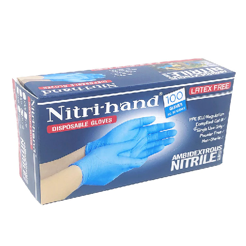 Nitrile Blue Powder & Latex Free Thick Disposable Gloves - 4 Mil