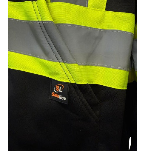 Safeline Black Hi-Vis Winter Hoodie SL-976 – Dual Front Pockets, Rib-Knit Cuffs & Waist