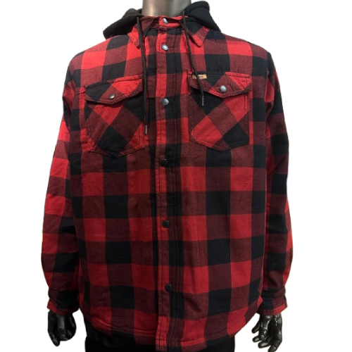 Men’s Quilted Flannel Jacket with Hood