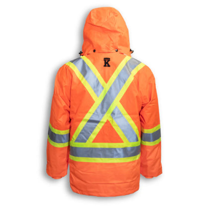 Big K Hi Vis Safety Jacket 3-in-1 Waterproof with Removable Liner | 3M Reflective Tape | Multiple Pockets | All-Weather