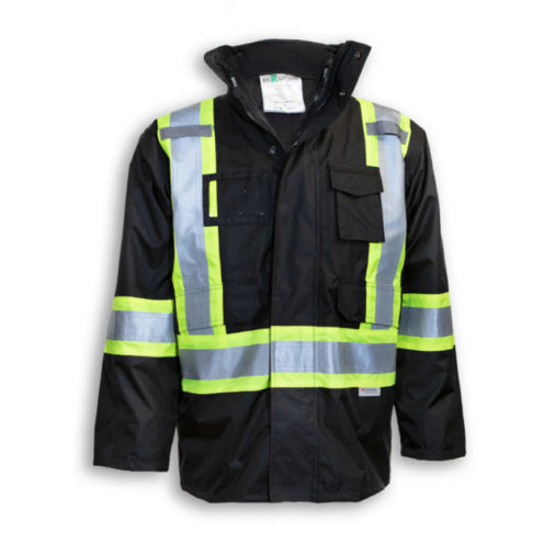 Big K Hi Vis Safety Jacket 3-in-1 Waterproof with Removable Liner | 3M Reflective Tape | Multiple Pockets | All-Weather
