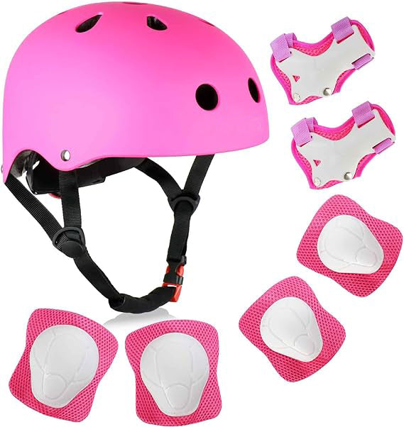 Kids Bike Helmet, Toddler Helmet for Ages 2-8 Boys Girls with Sports Protective Gear Set Knee Elbow Wrist Pads for Skateboard Cycling Scooter Rollerblading