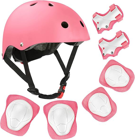Kids Bike Helmet, Toddler Helmet for Ages 2-8 Boys Girls with Sports Protective Gear Set Knee Elbow Wrist Pads for Skateboard Cycling Scooter Rollerblading