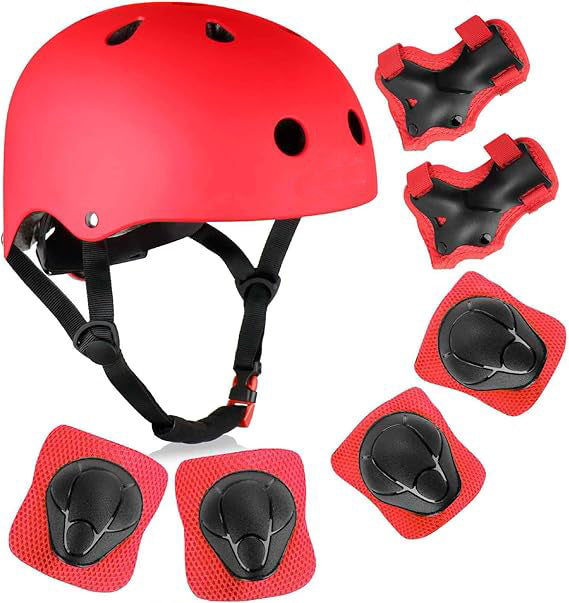 Kids Bike Helmet, Toddler Helmet for Ages 2-8 Boys Girls with Sports Protective Gear Set Knee Elbow Wrist Pads for Skateboard Cycling Scooter Rollerblading