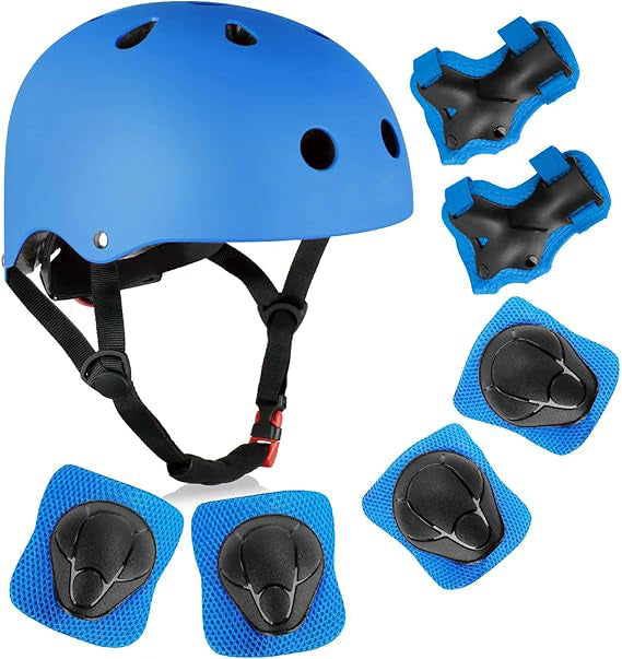 Kids Bike Helmet, Toddler Helmet for Ages 2-8 Boys Girls with Sports Protective Gear Set Knee Elbow Wrist Pads for Skateboard Cycling Scooter Rollerblading