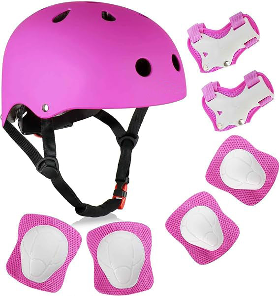 Kids Bike Helmet, Toddler Helmet for Ages 2-8 Boys Girls with Sports Protective Gear Set Knee Elbow Wrist Pads for Skateboard Cycling Scooter Rollerblading