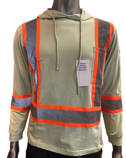 Safeline Hi-Vis Light Green Safety Hoodie – Lightweight with Reflective Stripes, Long Sleeves, Hooded Design, Breathable & Comfortable Workwear