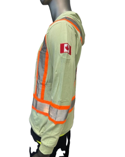 Safeline Hi-Vis Light Green Safety Hoodie – Lightweight with Reflective Stripes, Long Sleeves, Hooded Design, Breathable & Comfortable Workwear