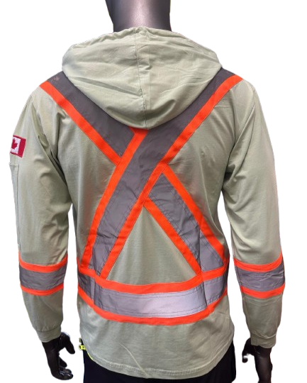 Safeline Hi-Vis Light Green Safety Hoodie – Lightweight with Reflective Stripes, Long Sleeves, Hooded Design, Breathable & Comfortable Workwear