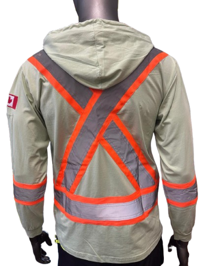 Safeline Hi-Vis Light Green Safety Hoodie – Lightweight with Reflective Stripes, Long Sleeves, Hooded Design, Breathable & Comfortable Workwear