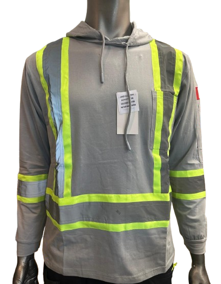 Safeline Hi-Vis Light Gray Safety Hoodie – Lightweight with Reflective Stripes, Long Sleeves, Hooded Design, Breathable & Comfortable Workwear