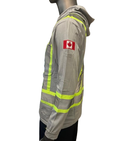Safeline Hi-Vis Light Gray Safety Hoodie – Lightweight with Reflective Stripes, Long Sleeves, Hooded Design, Breathable & Comfortable Workwear