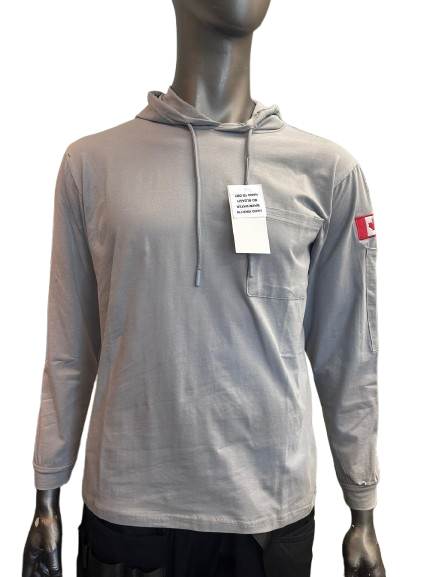 Safeline Light Gray Workwear Hoodie – Long Sleeve, Lightweight with Front Chest Pocket, Durable Cotton Blend & Comfortable Fit