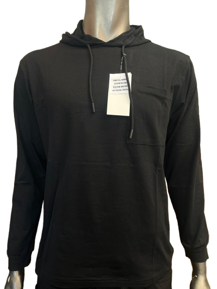 Safeline Black Workwear Hoodie – Long Sleeve, Lightweight with Front Chest Pocket, Durable Cotton Blend & Comfortable Fit