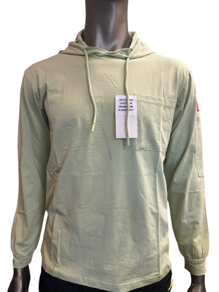 Safeline Light Green Workwear Hoodie – Long Sleeve, Lightweight with Front Chest Pocket, Durable Cotton Blend & Comfortable Fit