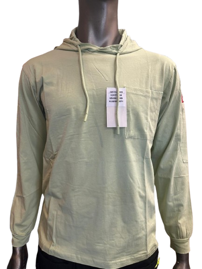 Safeline Light Green Workwear Hoodie – Long Sleeve, Lightweight with Front Chest Pocket, Durable Cotton Blend & Comfortable Fit