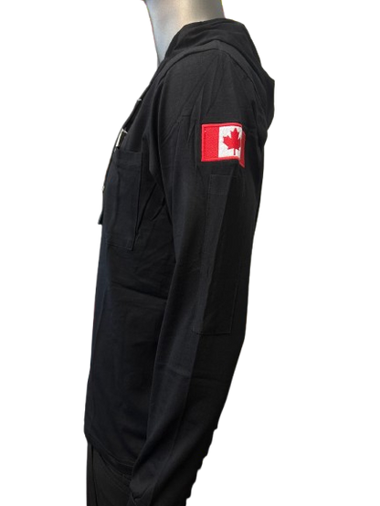 Safeline Black Workwear Hoodie – Long Sleeve, Lightweight with Front Chest Pocket, Durable Cotton Blend & Comfortable Fit