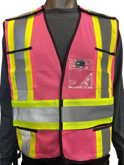 High-Visibility Mesh Safety Vest – One Size Fits All, Reflective Strips, Pocket, 5 Different Colors