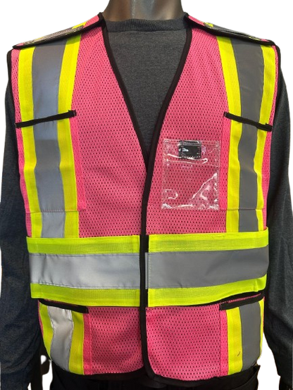 High-Visibility Mesh Safety Vest – One Size Fits All, Reflective Strips, Pocket, 5 Different Colors