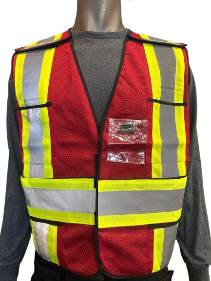 High-Visibility Mesh Safety Vest – One Size Fits All, Reflective Strips, Pocket, 5 Different Colors