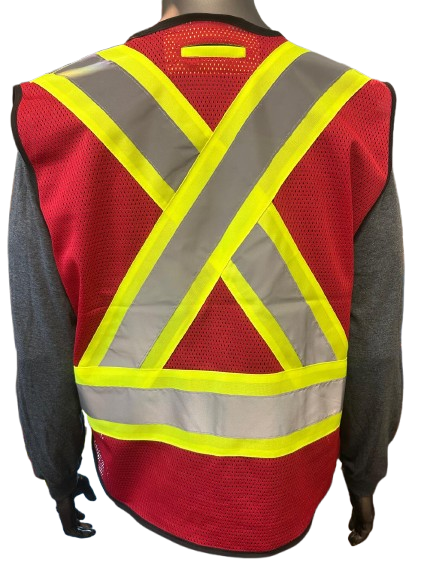 High-Visibility Mesh Safety Vest – One Size Fits All, Reflective Strips, Pocket, 5 Different Colors
