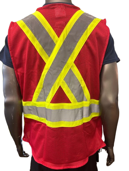 Safeline High-Visibility Safety Vest – Reflective Strips, Multi-Pocket Utility, Zipper Front Closure - 6 Different Colors