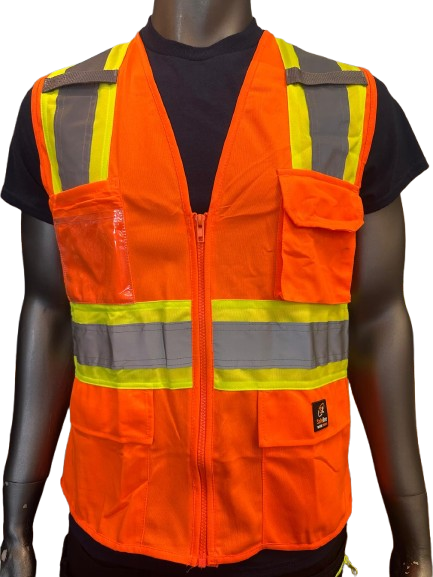 Safeline High-Visibility Safety Vest – Reflective Strips, Multi-Pocket Utility, Zipper Front Closure - 6 Different Colors