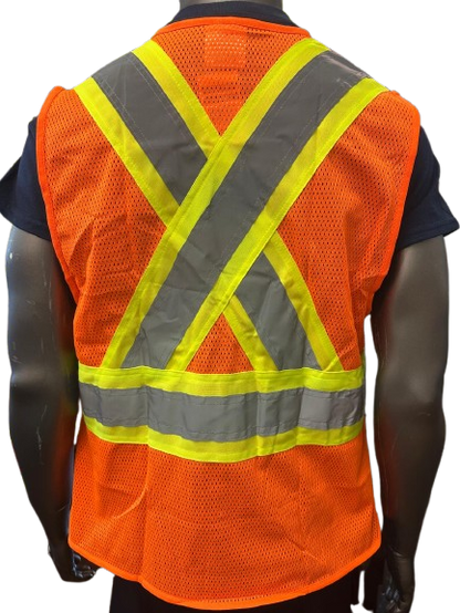 Safeline High-Visibility Safety Vest – Reflective Strips, Multi-Pocket Utility, Zipper Front Closure - 6 Different Colors