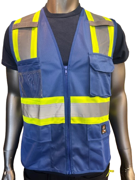 Safeline High-Visibility Safety Vest – Reflective Strips, Multi-Pocket Utility, Zipper Front Closure - 6 Different Colors