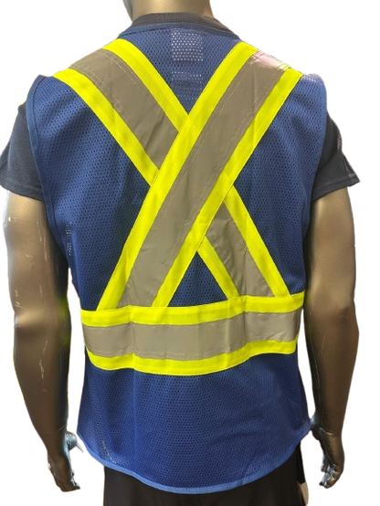 Safeline High-Visibility Safety Vest – Reflective Strips, Multi-Pocket Utility, Zipper Front Closure - 6 Different Colors